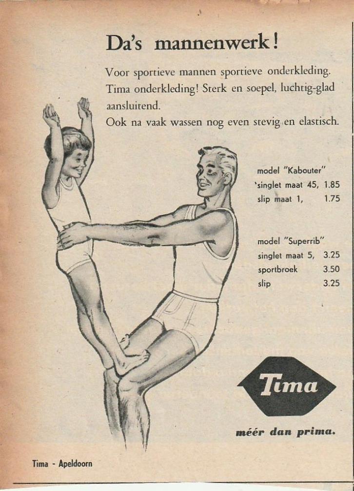 Retro reclame 1960 Tima Apeldoorn jongens ondergoed, Verzamelen, Retro, Overige typen, Verzenden