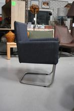 4 x luxe eetkamerstoel MATT Jess sledestoel stof donkerblauw, Huis en Inrichting, Stoelen, Ophalen, Gebruikt, Blauw, Metaal