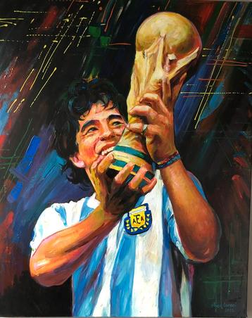 Alex L- Diego Maradona- Handgeschilderd (100%)- Origineel beschikbaar voor biedingen