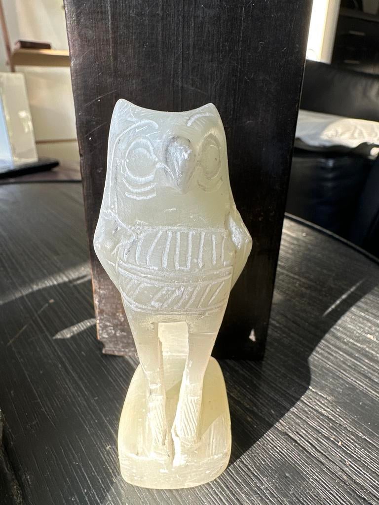 Handgesneden onyx / albast vogelbeeld – natuursteen – 13 cm, Ophalen of Verzenden, Gebruikt