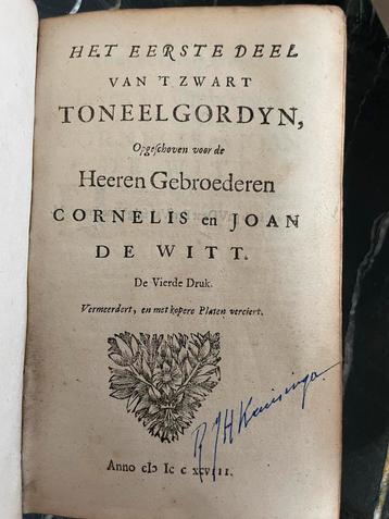 Het Swart Toneel-Gordyn, 1695, De Witt beschikbaar voor biedingen