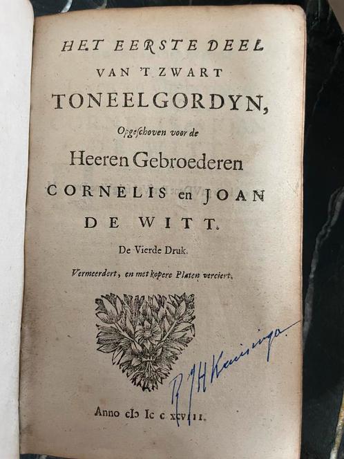 Het Swart Toneel-Gordyn, 1695, De Witt, Antiek en Kunst, Antiek | Boeken en Bijbels, Ophalen of Verzenden