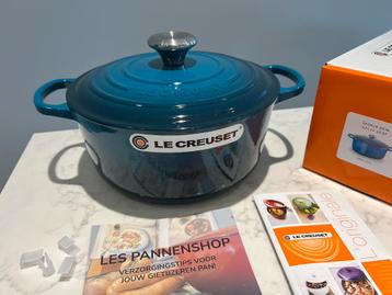 Nieuwe Le Creuset Braadpan 24 cm Deep Teal in de doos beschikbaar voor biedingen