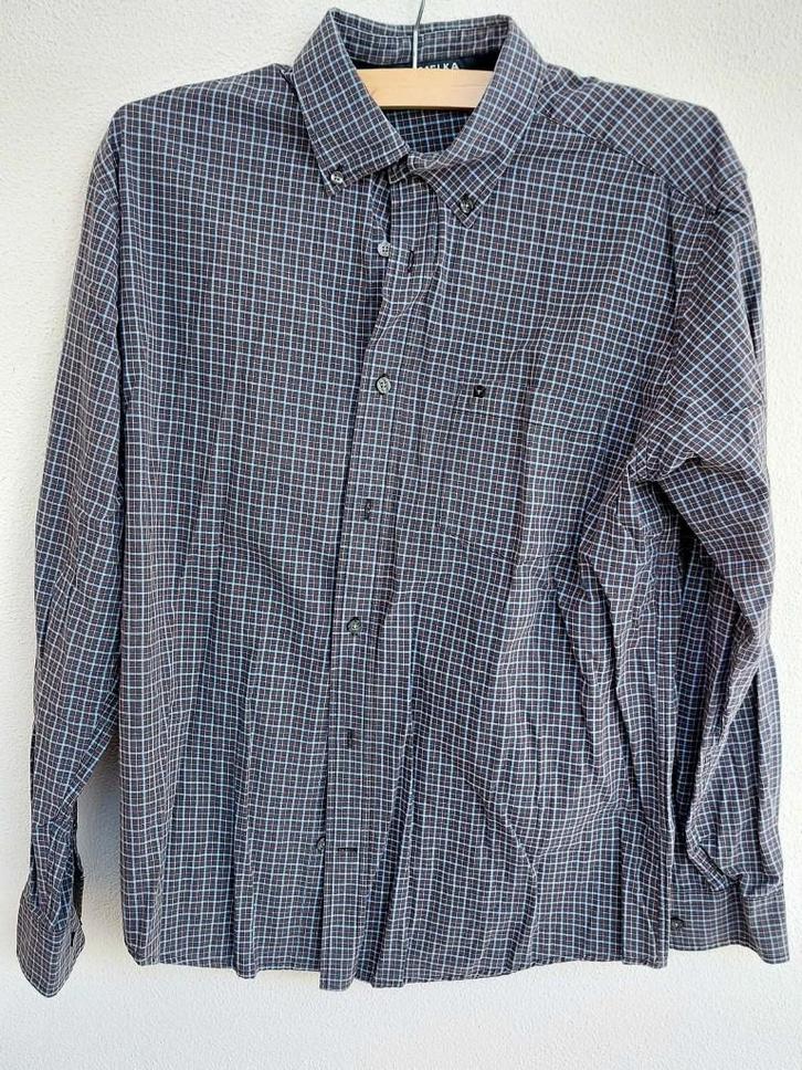 Melka overhemd maat M., Kleding | Heren, Overhemden, Zo goed als nieuw, Halswijdte 41/42 (L), Grijs, Ophalen