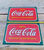 Coca-Cola Emaille Borden (2 stuks), Ophalen of Verzenden, Gebruikt, Reclamebord
