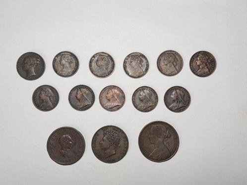 Engeland lot kopergeld 1807-1900 14 stuks, Postzegels en Munten, Munten | Europa | Niet-Euromunten, Setje, Overige landen, Verzenden