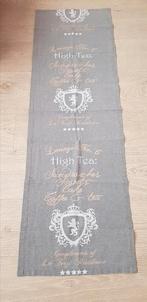 Landelijke tafel loper grijs en taupe., Ophalen of Verzenden, Gebruikt, Rechthoek, Binnen