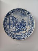 Delfts blauw wandbord paard met koets winter, Antiek en Kunst, Antiek | Wandborden en Tegels, Ophalen