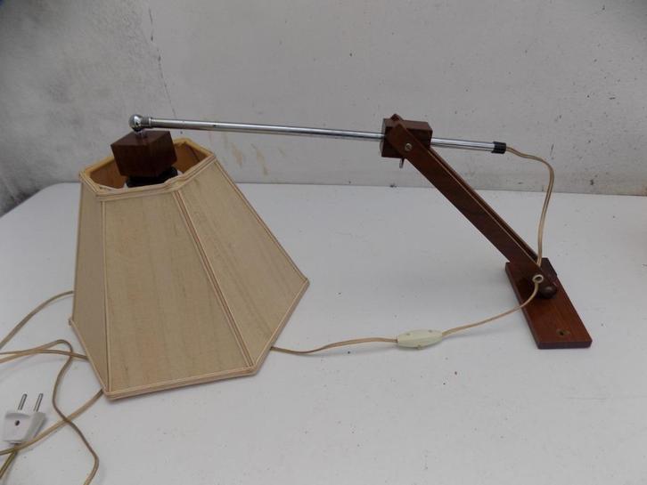 Vintage wandlamp jaren 50 60 hout metaal mid century met kap, Huis en Inrichting, Woonaccessoires | Overige, Gebruikt, Ophalen of Verzenden