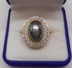 Prachtige zilveren bicolor ring met hematiet nr.592, Verzenden, Zo goed als nieuw, 17 tot 18, Dame