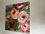 Acrylverf schilderij bloemen - 100x100cm, Antiek en Kunst, Ophalen