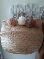 Rieten mand zeegras met pompoms, Ophalen of Verzenden, Zo goed als nieuw, Rond, Riet