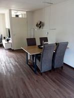4 grijze lederen eetkamerstoelen - zgan, Ophalen
