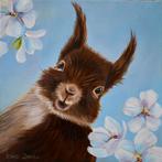 Schilderij eekhoorn, Minder dan 50 cm, Oorspronkelijke maker, Nieuw, Ophalen of Verzenden