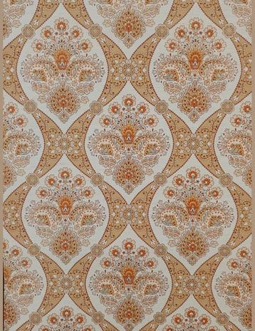 4692 70s behang sierlijk oranje zand beige medaillon swiet beschikbaar voor biedingen