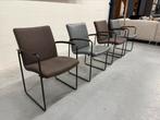 4 als nieuw Leolux Talos eetkamerstoelen bruin grijs stoel, Huis en Inrichting, Stoelen, Leolux, Bruin, Ophalen of Verzenden, Vier