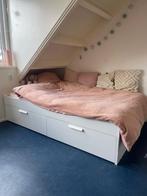 IKEA Brimnes bed 140x200 wit incl. matras en lattenbodem, Ophalen, Gebruikt, Wit, Tweepersoons
