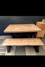Eettafel met bankje en 2 zwarte stoelen, Huis en Inrichting, Tafels | Eettafels, 100 tot 150 cm, Ophalen of Verzenden, Zo goed als nieuw