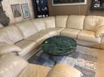Marmeren tafel met glasplaat, Huis en Inrichting, Tafels | Salontafels, Ophalen, Gebruikt, Rond, 50 tot 100 cm
