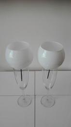 glazen lichtbol/waxinehouder wit met steker mooi op graf, Overige materialen, Wit, Nieuw, Ophalen of Verzenden