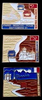 Paris-Moscou-Pekin Septembre'91 (3) pins, Verzamelen, Speldjes, Pins en Buttons, Ophalen of Verzenden, Nieuw, Transport, Speldje of Pin