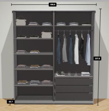 Ikea pax kledingkast 200x238x66cm *hoogglans schuifdeuren* - afbeelding 10