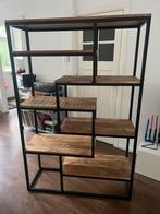 Wandmeubel / wandkast Kyan - zwart/naturel - Mangohout, Ophalen, Zo goed als nieuw, Minder dan 150 cm, Metaal