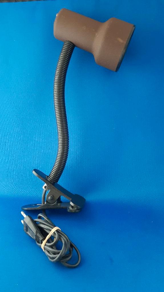 Vintage knijpspot bruin, flexibele hals. Mooie conditie. 1A2, Huis en Inrichting, Lampen | Tafellampen, Gebruikt, Minder dan 50 cm