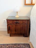 Art Deco houten nachtkastjes 2x bijzettafel sidetable, Gebruikt, Minder dan 45 cm, Ophalen of Verzenden, Minder dan 55 cm