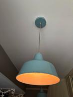Lichtblauwe emaille  hanglampen, Huis en Inrichting, Lampen | Hanglampen, Ophalen, Zo goed als nieuw, Metaal, Minder dan 50 cm