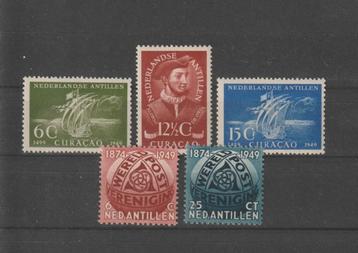 Nederlandse Antillen 1949, NVPH 206 t/m 210, Ongebruikt. beschikbaar voor biedingen