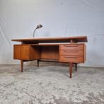 Heinrich Riestenpatt vintage jaren 60 Deens bureau teak, Huis en Inrichting, Bureaus, Ophalen, Gebruikt, Heinrich Riestenpatt
