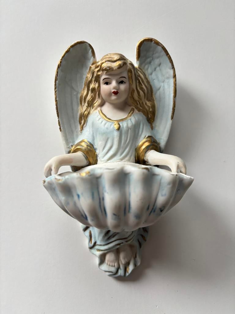 Wijwatervaatje Engel - 16 cm - Biscuit porselein - 1925, Ophalen of Verzenden