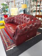 Klassieke Chesterfield Bank, ossenbloed rood, Gebruikt, 150 tot 200 cm, Chesterfield, Tweepersoons