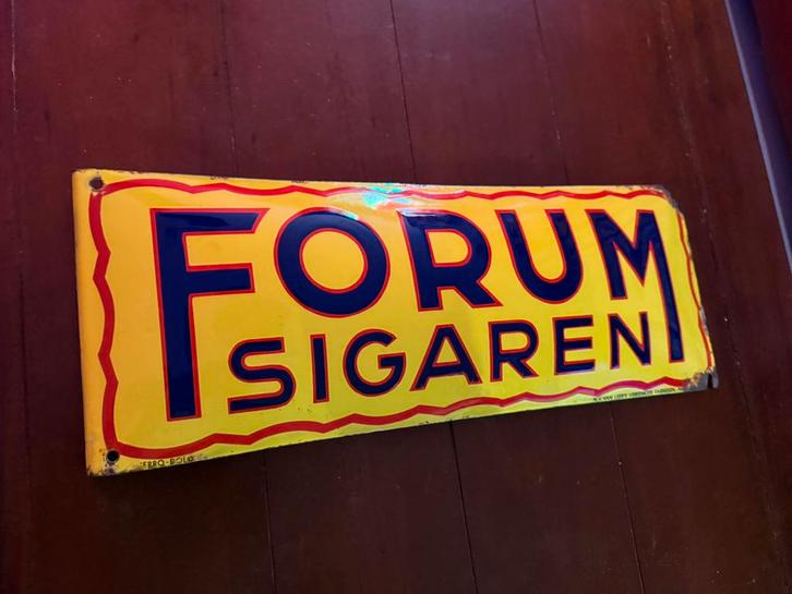 Emaille reclamebord Forum Sigaren uithanger bolle variant, Verzamelen, Merken en Reclamevoorwerpen, Zo goed als nieuw, Reclamebord