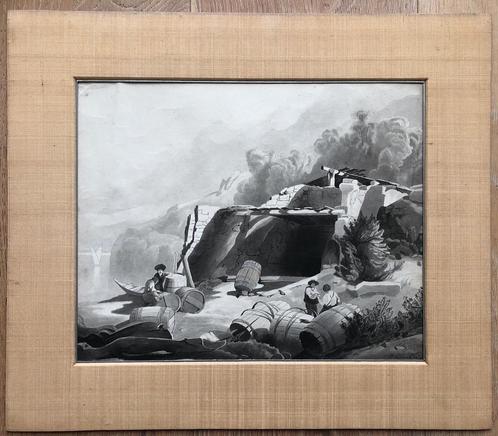 H. Laman Trip: Landschap aan de Rijn, Antiek en Kunst, Kunst | Tekeningen en Foto's, Ophalen of Verzenden