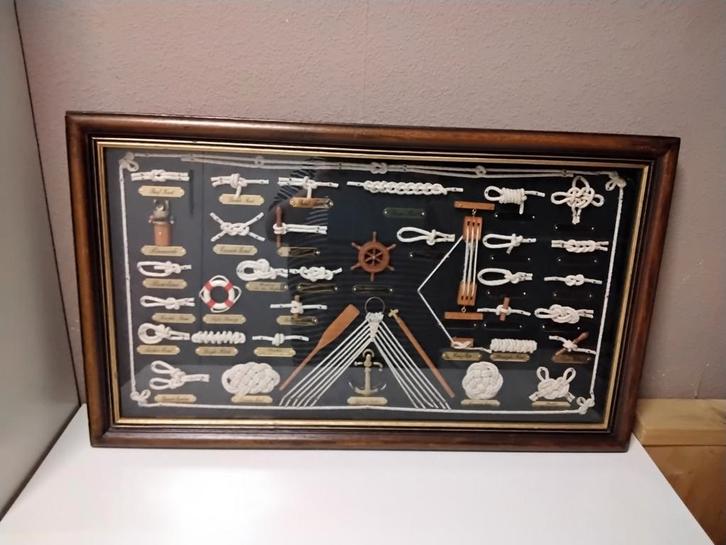 Prachtig mooi knopen bord schilderij Scheepvaart, Verzamelen, Scheepvaart, Zo goed als nieuw, Ophalen