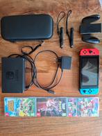 Nintendo Switch complete set met 3 games, Met 2 controllers, Ophalen of Verzenden, Switch Original, Gebruikt