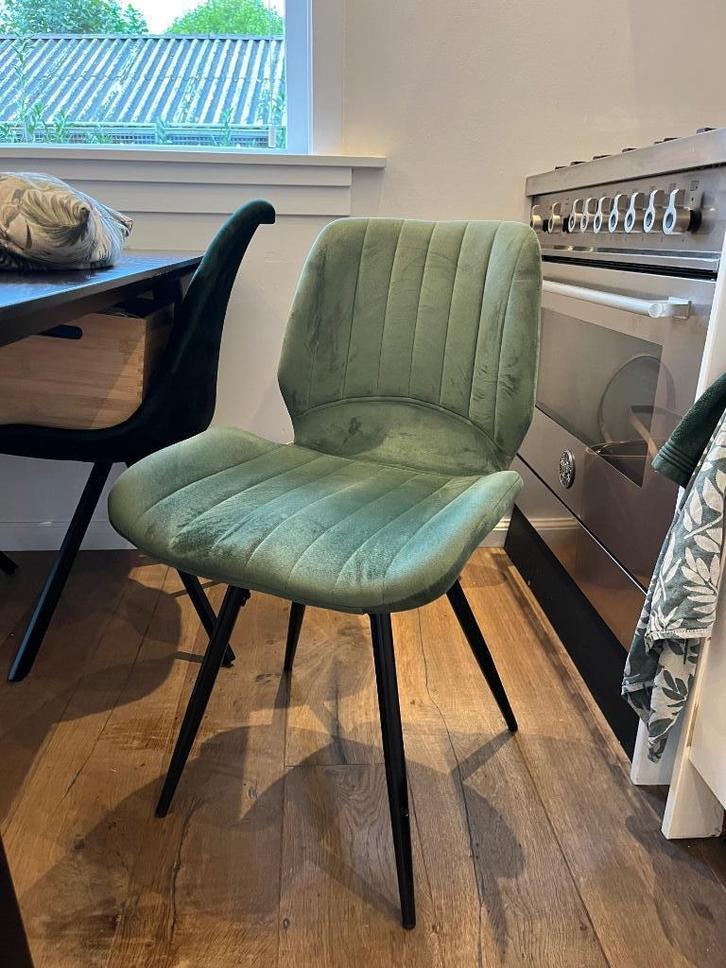Groene eetkamerstoelen 4 stuks fluweel velvet 2 kleuren, Huis en Inrichting, Stoelen, Zo goed als nieuw, Vijf, Zes of meer stoelen