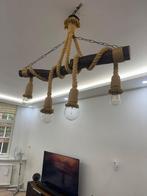 Rustieke Houten Hanglamp met Touw, Ophalen, Metaal, Rustiek, Zo goed als nieuw