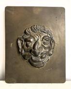 jaren 20 Amsterdamse School koperen plaque toneelmasker, Ophalen of Verzenden