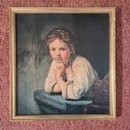 Schilderij van meisje in gouden lijst Rembrandt, Ophalen of Verzenden