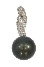 Tientallen diamanten parel 18k gouden ketting hanger luxe, Verzenden, Zo goed als nieuw, Met edelsteen, Info@voordeelsieraden.nl