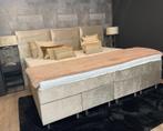 Familie boxspring maat 240cm tot 360cm breed op maat gemaakt, Ophalen of Verzenden, Nieuw, Tweepersoons, Beige