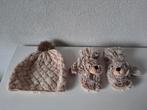 Beige Winterset Muts + Walrus Wantjes Maat 86-92-98, Kinderen en Baby's, Babykleding | Mutsen, Sjaals en Wanten, Gebruikt, Ophalen of Verzenden