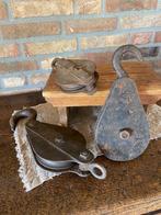 Vintage ijzeren katrollen, diverse, Antiek en Kunst, Ophalen of Verzenden