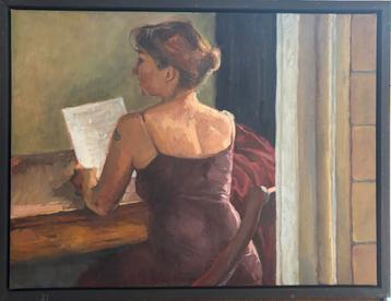 klassiek schilderij: Vrouw aan bureau, LAROS 2006 beschikbaar voor biedingen