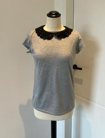 Heel goed grijs zwart kant blouse shirt Mademoiselle R 36 S  beschikbaar voor biedingen