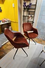 6 Draaibare eetkamerstoelen terra velours, Huis en Inrichting, Stoelen, Ophalen, Gebruikt, Bruin, Metaal