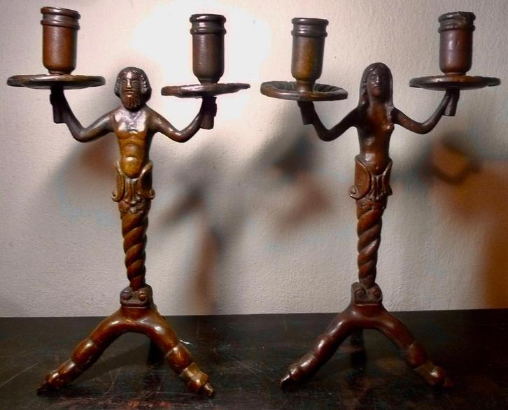 Twee 19e eeuwse Duitse klauwkandelaars, Antiek en Kunst, Antiek | Overige Antiek, Ophalen of Verzenden